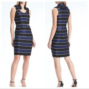 Banana Republic Blue Striped Ruffled Neck Dress 4